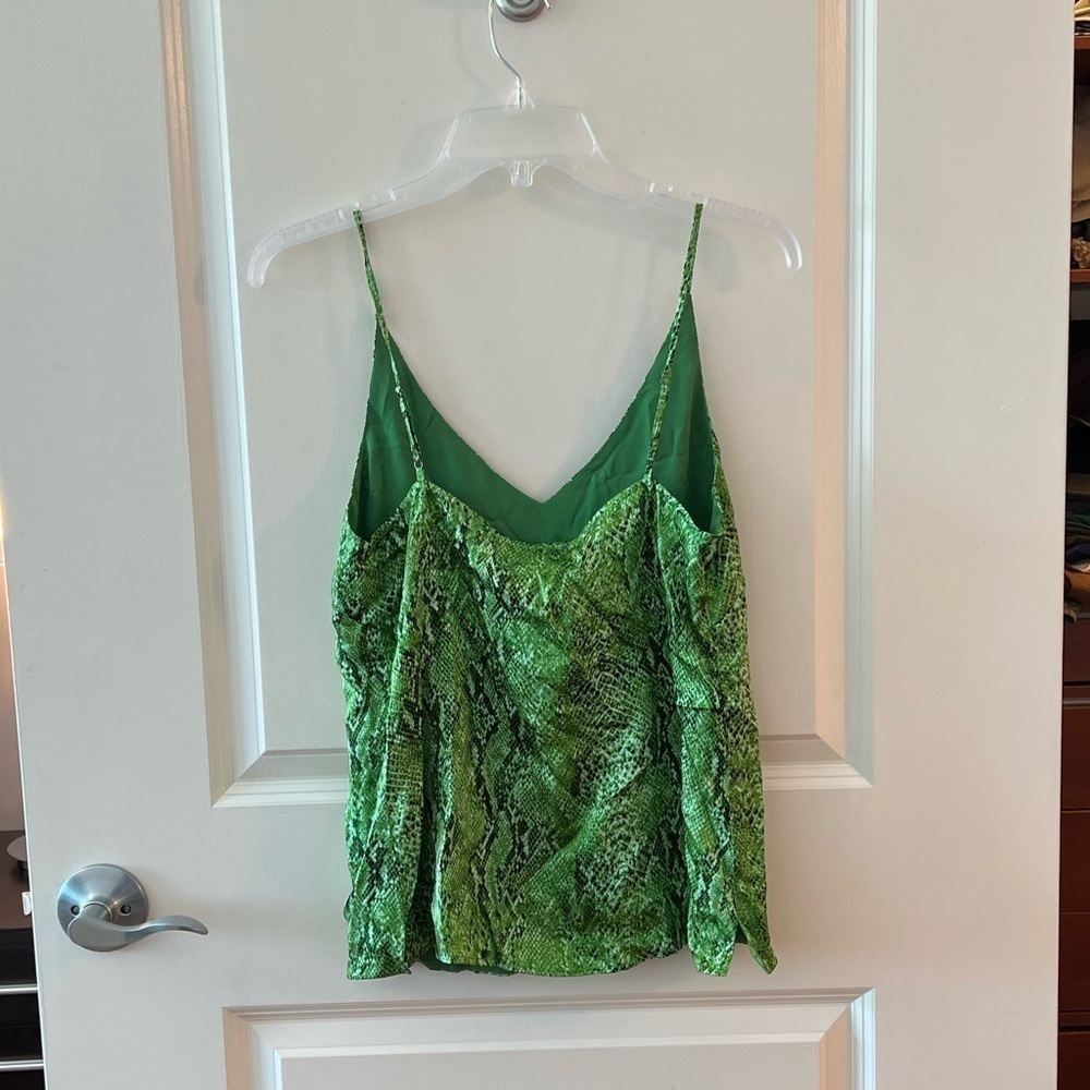 L'agence Green Python Spaghetti Strap Silk Tank T… - image 6
